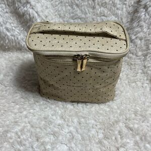 Kate Spade out to Lunch oil cloth beige & black polka dots insulated lunchbox.